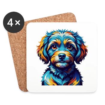 Jouet Caniche Chien Race Coloré Dessin Animé Kawaii - Dessous de verre (lot de 4) - blanc - Devant