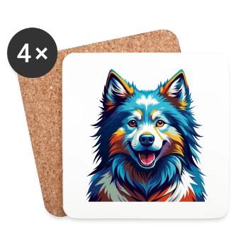 Samoyède Chien Race Coloré Dessin Animé Kawaii - Dessous de verre (lot de 4) - blanc - Devant
