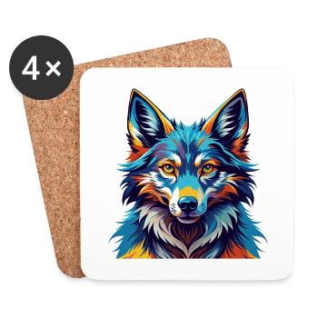 Saarloos chien-loup race coloré dessin animé kawaii - Dessous de verre (lot de 4) - blanc - Devant