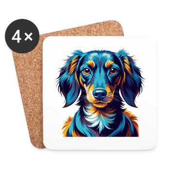 Westphalien Dachsbracke Chien Race Dessin Animé Kawaii - Dessous de verre (lot de 4) - blanc - Devant