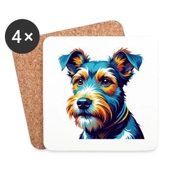 Draht Foxterrier Hunderasse Bunte Karikatur Kawaii - Untersetzer (4er-Set) - Weiß - Vorne