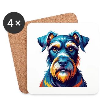 Standard Schnauzer Hunderasse Cartoon Kawaii - Untersetzer (4er-Set) - Weiß - Vorne