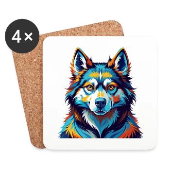 Seppala Siberian Sleddog Breed Cartoon Kawaii - Coasters (set of 4) - white - Front