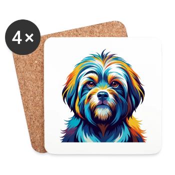 Tibetische Kyi Apso Hunderasse Bunte Karikatur Kawaii - Untersetzer (4er-Set) - Weiß - Vorne