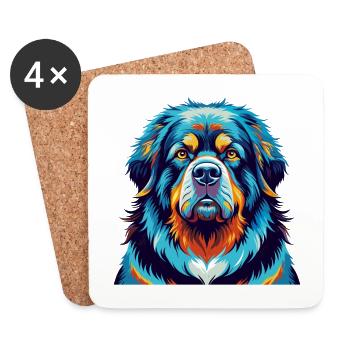Tibetische Dogge Hunderasse Bunte Karikatur Kawaii - Untersetzer (4er-Set) - Weiß - Vorne