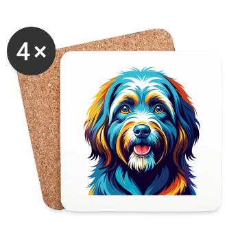 Tibetan Terrier Dog Breed Colorful Cartoon Kawaii - Coasters (set of 4) - white - Front