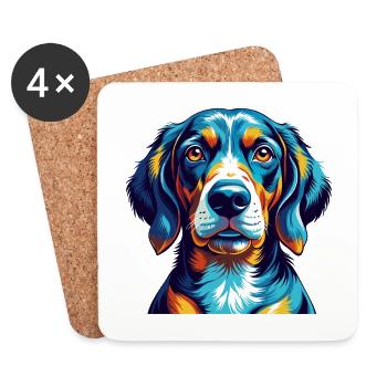 Chien courant de Transylvanie Race Dessin animé Kawaii - Dessous de verre (lot de 4) - blanc - Devant