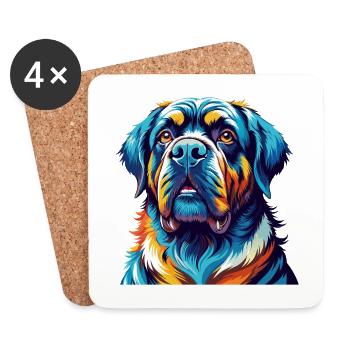 Transmontano Mastiff Hunderasse Karikatur Kawaii - Untersetzer (4er-Set) - Weiß - Vorne
