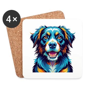 Saarlooswolfhond Dog Breed Colorful Cartoon Kawaii - Coasters (set of 4) - white - Front