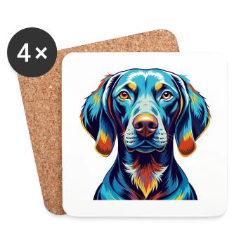 Braque de Weimar Chien Race Coloré Dessin Animé Kawaii - Dessous de verre (lot de 4) - blanc - Devant