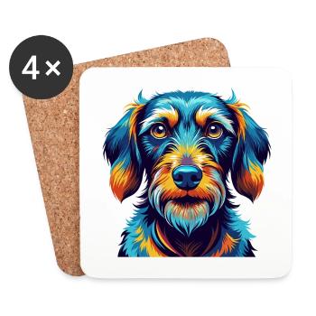 Wirehaired Dachshund Dog Breed Cartoon Kawaii - Coasters (set of 4) - white - Front