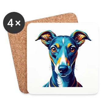 Whippet Chien Race Coloré Dessin Animé Kawaii - Dessous de verre (lot de 4) - blanc - Devant