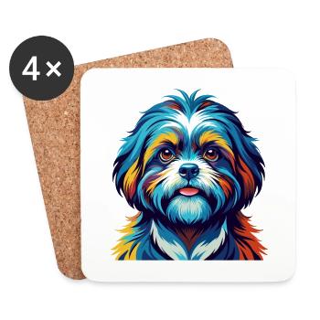 Shih Tzu Race Chien Dessin animé Coloré Kawaii - Dessous de verre (lot de 4) - blanc - Devant