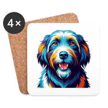 Schapendoes Race Chien Coloré Dessin Animé Kawaii - Dessous de verre (lot de 4) - blanc - Devant