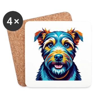 Welsh Terrier Hunderasse Bunte Karikatur Kawaii - Untersetzer (4er-Set) - Weiß - Vorne