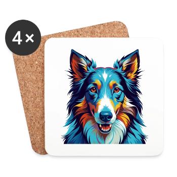 Glatter Collie Hund Rasse Bunt Karikatur Kawaii - Untersetzer (4er-Set) - Weiß - Vorne