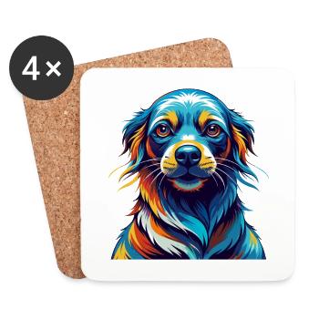 Seskar phoque chien race coloré dessin animé Kawaii - Dessous de verre (lot de 4) - blanc - Devant