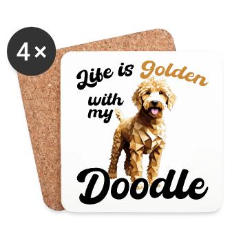 Goldendoodle Golden Doodle Leben golden Geschenk - Untersetzer (4er-Set) - Weiß - Vorne