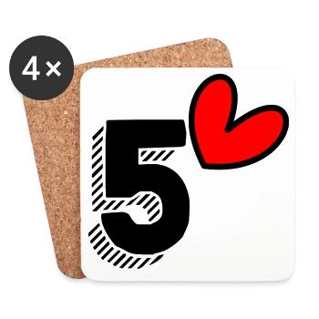 5. 5 YEARS. 5th ANNIVERSARY. 5 YEAR ANNIVERSARY - Coasters (set of 4) - white - Front