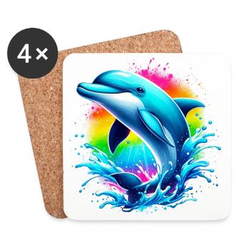 Delfin - Untersetzer (4er-Set) - Weiß - Vorne