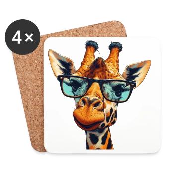 Giraffe mit Brille - Untersetzer (4er-Set) - Weiß - Vorne