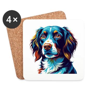 Munsterlander Dog Breed Colorful Cartoon Kawaii - Coasters (set of 4) - white - Front