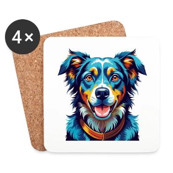 New Zealand Huntaway Dog Breed Cartoon Kawaii - Coasters (set of 4) - white - Front