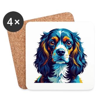 Norfolk Spaniel Dog Breed Colorful Cartoon Kawaii - Coasters (set of 4) - white - Front