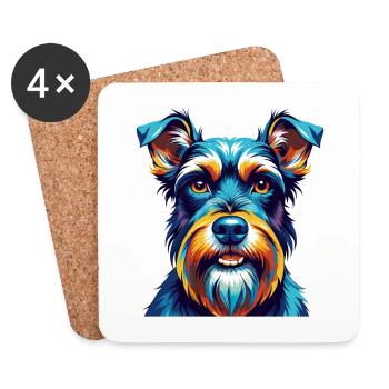 Mittelschnauzer Chien Race Coloré Dessin Animé Kawaii - Dessous de verre (lot de 4) - blanc - Devant