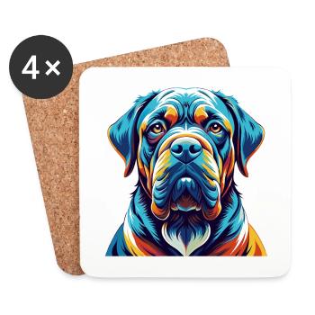 Dogue napolitain Chien race dessin animé Kawaii - Dessous de verre (lot de 4) - blanc - Devant