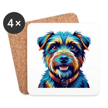 Norfolk Terrier Dog Breed Colorful Cartoon Kawaii - Coasters (set of 4) - white - Front