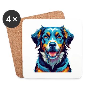 Chien de cur de montagne race coloré dessin animé Kawaii - Dessous de verre (lot de 4) - blanc - Devant