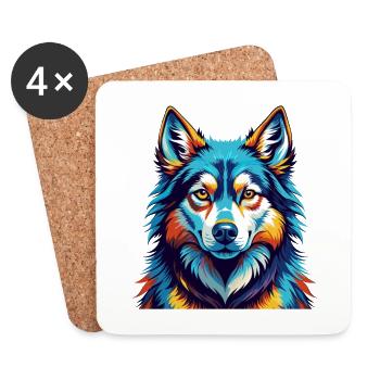 Northern Inuit Dog Breed Colorful Cartoon Kawaii - Coasters (set of 4) - white - Front
