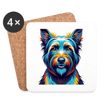 Skye Terrier Chien Race Coloré Dessin Animé Kawaii - Dessous de verre (lot de 4) - blanc - Devant
