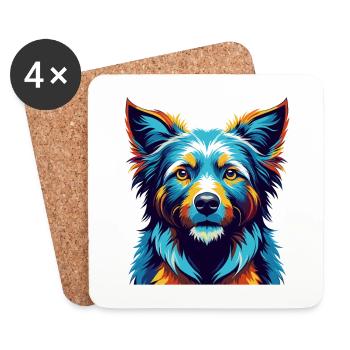 Taigan Kyrgyz Taighany Dog Breed Cartoon Kawaii - Coasters (set of 4) - white - Front