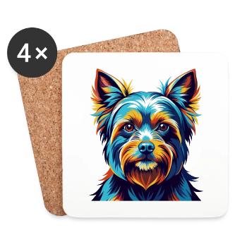 Silky Terrier Chien Race Coloré Dessin Animé Kawaii - Dessous de verre (lot de 4) - blanc - Devant