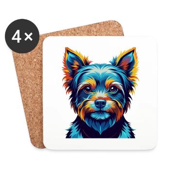 Yorkshire Terrier Dog Breed Cartoon Kawaii - Coasters (set of 4) - white - Front