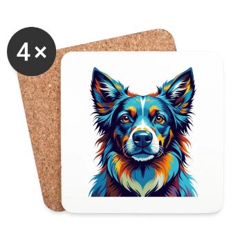 Sapsali Dog Breed Colorful Cartoon Kawaii - Coasters (set of 4) - white - Front