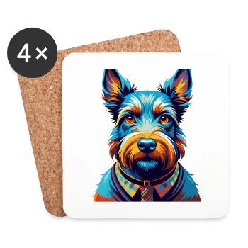 Scottish Terrier Chien Race Coloré Dessin Animé Kawaii - Dessous de verre (lot de 4) - blanc - Devant