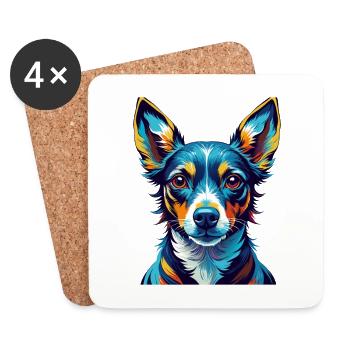 Jouet Fox Terrier Chien Race Coloré Dessin Animé Kawaii - Dessous de verre (lot de 4) - blanc - Devant