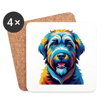 Weich beschichtete Wheaten Terrier Hunderasse Karikatur - Untersetzer (4er-Set) - Weiß - Vorne