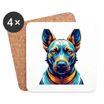 Thai Ridgeback Chien Race Coloré Dessin Animé Kawaii - Dessous de verre (lot de 4) - blanc - Devant