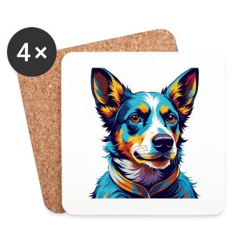 St Miguel Cattle Dog Breed Colorful Cartoon Kawaii - Coasters (set of 4) - white - Front