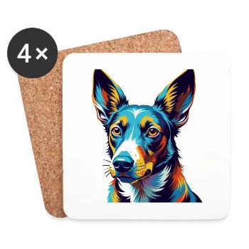 Podenco Canario Race Chien Coloré Dessin Animé Kawaii - Dessous de verre (lot de 4) - blanc - Devant