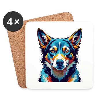 Norvégien Lundehund Chien Race Dessin animé Kawaii - Dessous de verre (lot de 4) - blanc - Devant