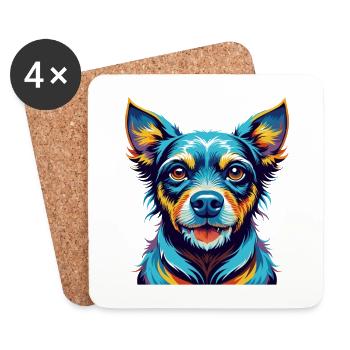 Ratonero Valenciano Dog Breed Cartoon Kawaii - Coasters (set of 4) - white - Front