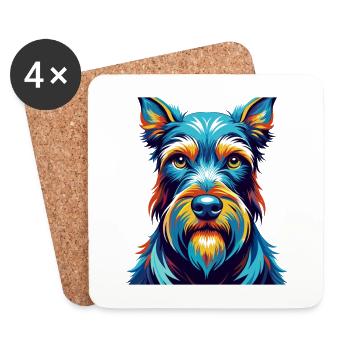 Standard Schnauzer Hunderasse Cartoon Kawaii - Untersetzer (4er-Set) - Weiß - Vorne