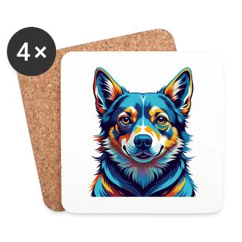 Suédois Vallhund Chien Race Coloré Dessin animé Kawaii - Dessous de verre (lot de 4) - blanc - Devant