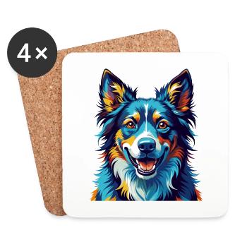 Taigan Dog Breed Colorful Cartoon Kawaii - Coasters (set of 4) - white - Front
