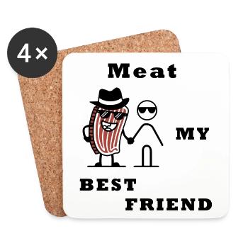 Meat my best Friend! - Untersetzer (4er-Set) - Weiß - Vorne